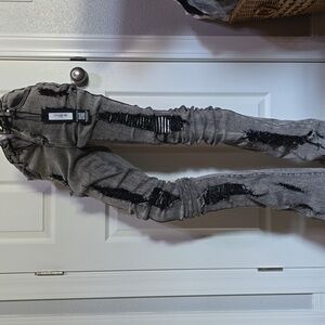Rockstar Original Jeans- Got A Crush Gray Wash Distressed Super Stacked Small**